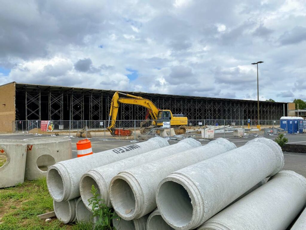 Construction and heavy equipment at the former Shaw's in Leominster.