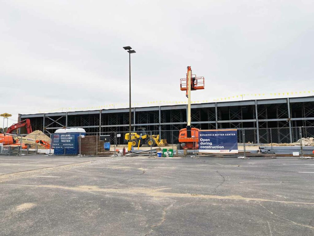 Front of Amazon Fresh building under construction.